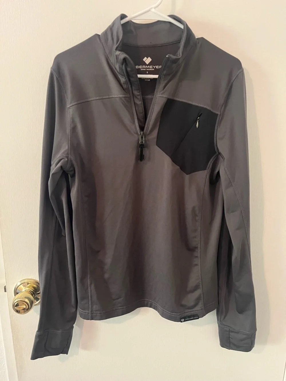 Obermeyer Flex Mens Quarter Zip Gun Powder Gray Technical Base Layer Small